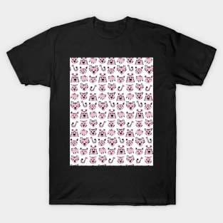 Cute Cartoon Pink Tiger Faces and Tails T-Shirt